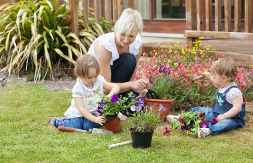 Gardener preparing tools onsite